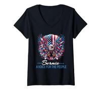 Mujer Bernie Sanders Águila fría política de Base América Camiseta Cuello V