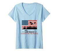 Mujer Bernie Sanders - Bandera política de América de Base y águila Camiseta Cuello V
