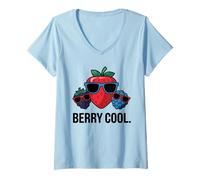 Mujer Berry Cool Fun Fruit Gafas de Sol Juego de Palabras Camiseta Cuello V