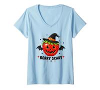 Mujer Berry Scary Strawberry Halloween Summerween Witch Kawaii Camiseta Cuello V