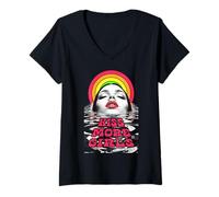 Mujer Beso Más Chicas Lesbianas Orgullo Gay Arco Iris Puesta Del Sol Mujer Los Camiseta Cuello V