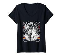 Mujer Beso Más Chicas Lesbianas Vaqueras Besos Orgullo LGBT Adulto Camiseta Cuello V