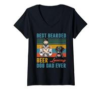 Mujer Best Bearded Beer Loving Dog Dad Ever Labrador Retriever Camiseta Cuello V