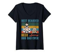 Mujer Best Bearded Beer Loving Dog Dad Ever Old English Sheepdog Camiseta Cuello V