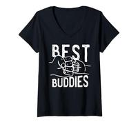Mujer Best Buddies Manos Padres e Hijos Tío Sobrino Meme Camiseta Cuello V