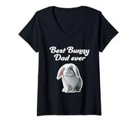 Mujer Best Bunny Dad Ever - Conejo francés Lop Camiseta Cuello V