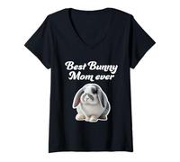 Mujer Best Bunny Mom Ever - Conejo francés Lop Camiseta Cuello V