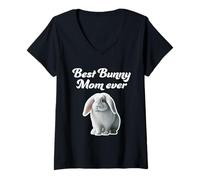 Mujer Best Bunny Mom Ever - Conejo francés Lop Camiseta Cuello V