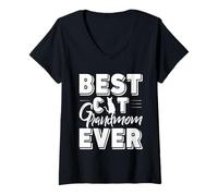 Mujer Best Cat Grandmom Ever Cats Cat Grandma Camiseta Cuello V