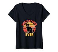 Mujer Best Cat Mom Ever Camiseta Cuello V