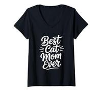 Mujer Best Cat Mom Ever Camiseta Cuello V