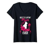 Mujer Best Cat Mom Ever Crazy Cat Lady Cat Día de la Madre Camiseta Cuello V