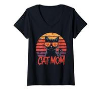Mujer Best Cat mom Ever Gatos Divertidos Regalos Mama de Gato Camiseta Cuello V