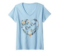 Mujer Best Cee Cee Ever Heart Flower Blessed Grandma Mother's Day Camiseta Cuello V