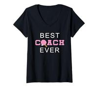 Mujer Best Coach Ever Ping Pong Tenis de Mesa Camiseta Cuello V