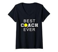 Mujer Best Coach Ever Ping Pong Tenis de Mesa Camiseta Cuello V