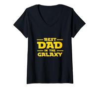 Mujer Best Dad IN The Galaxy | Camiseta Divertida Camiseta Cuello V