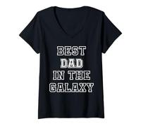 Mujer Best Dad in the Galaxy Regalo del Día del Padre Kid Papa Tee Family Camiseta Cuello V