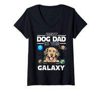 Mujer Best Dog Dad In The Galaxy Golden Retriever Puppy Dogs Lover Camiseta Cuello V