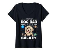 Mujer Best Dog Dad In The Galaxy Havanese Puppy Dogs Lovers Camiseta Cuello V