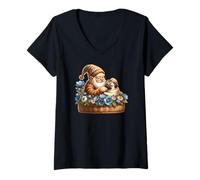 Mujer Best Dog Dad Pug Grandpa In A Flower Dog Basket For Pug Mom Camiseta Cuello V
