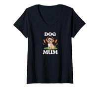 Mujer Best Dog Mummy In The World Ever Cool Gafas de sol DJ Dog Mum Camiseta Cuello V
