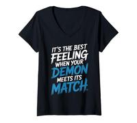 Mujer Best Feeling When Your Demon Meets Its Match |- Camiseta Cuello V