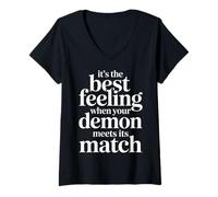 Mujer Best Feeling When Your Demon Meets Its Match - Camiseta Cuello V