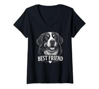 Mujer Best Friend - Perro de montaña de Berna Camiseta Cuello V