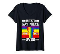 Mujer Best Gay Niece Ever LGBTQ Rainbow Flag LGBT Pride Month Camiseta Cuello V