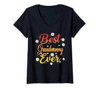 Mujer Best Grandmommy Ever Women Grandma Floral Mothers Day Camiseta Cuello V