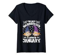 Mujer Best Hairdresser GNOME For Funny Barber Who Born In January Camiseta Cuello V