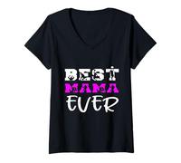 Mujer Best Mama Ever Baloncesto Día de la Madre Mamá Niño Camiseta Cuello V