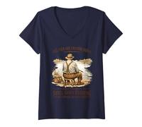 Mujer Best Men Fishing In Seventies 70s Angler Fisherman Grandpa Camiseta Cuello V