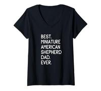 Mujer Best Miniature American Shepherd Dad Ever Mini Aussie Camiseta Cuello V