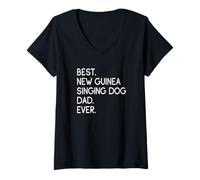 Mujer Best New Guinea Singing Dog Dad Ever Camiseta Cuello V
