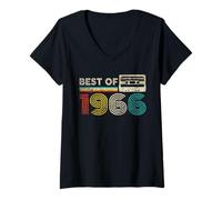 Mujer Best Of 1966 Classic Birthday 1966 Cassette Tape Vintage Camiseta Cuello V