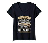Mujer Best of 1985 Birthday Classic Car Limited Edition 1985 Camiseta Cuello V