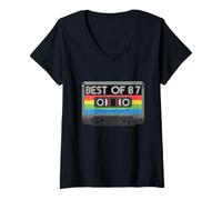 Mujer Best of 87s Years 87s Party Retro Cassette Camiseta Cuello V