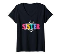 Mujer Best Sister Ever Hermano Amor Familia Hermana Hermana Mujeres Camiseta Cuello V