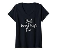 Mujer Best Work Wife Ever Funny Coworker Office Bestie Work Wife Camiseta Cuello V
