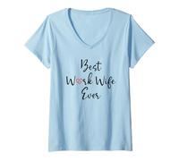 Mujer Best Work Wife Ever Funny Office Coworker Bestie Work Wife Camiseta Cuello V
