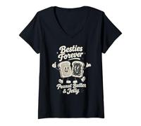 Mujer Besties Forever Best Friend, Mantequilla de maní y gelatina para Hermanos Camiseta Cuello V