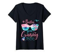 Mujer Besties Gone Cruising Matching Womens Girls Cruise Camiseta Cuello V