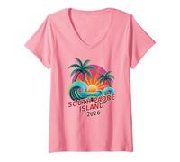 Mujer Besties South Padre Island 2026 Viaje Familiar Surfing Vacaciones Camiseta Cuello V
