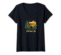 Mujer Betta Fish Tank Zen Aquarium Aquatic Life Lover Camiseta Cuello V