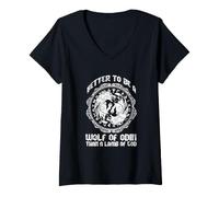 Mujer Better to be a Wolf of Odin Than a Lamb of Dios Camiseta Cuello V