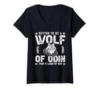 Mujer Better To Be A Wolf of Odin Than A Lamb of God Camiseta Cuello V