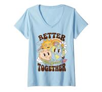 Mujer Better Together Earth Moon Peace Unity Positive Message Camiseta Cuello V