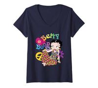 Mujer Betty Boop Groovy Hippy Paz y amor Camiseta Cuello V